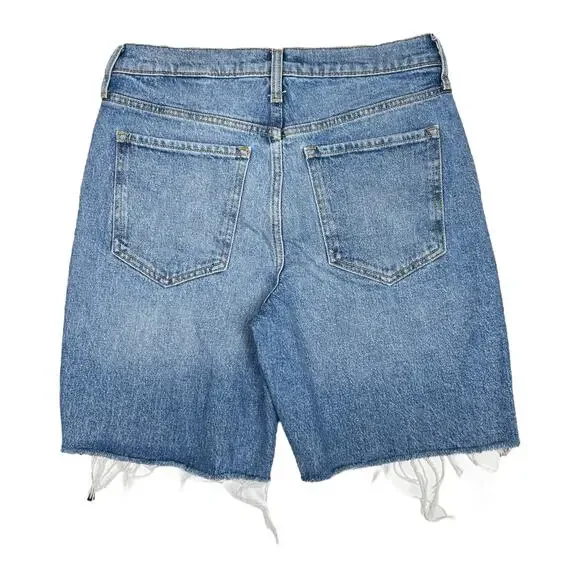 Banana Republic High Rise 8" Denim Shorts 26 Cutoff Frayed Long Distressed - Picture 3 of 4